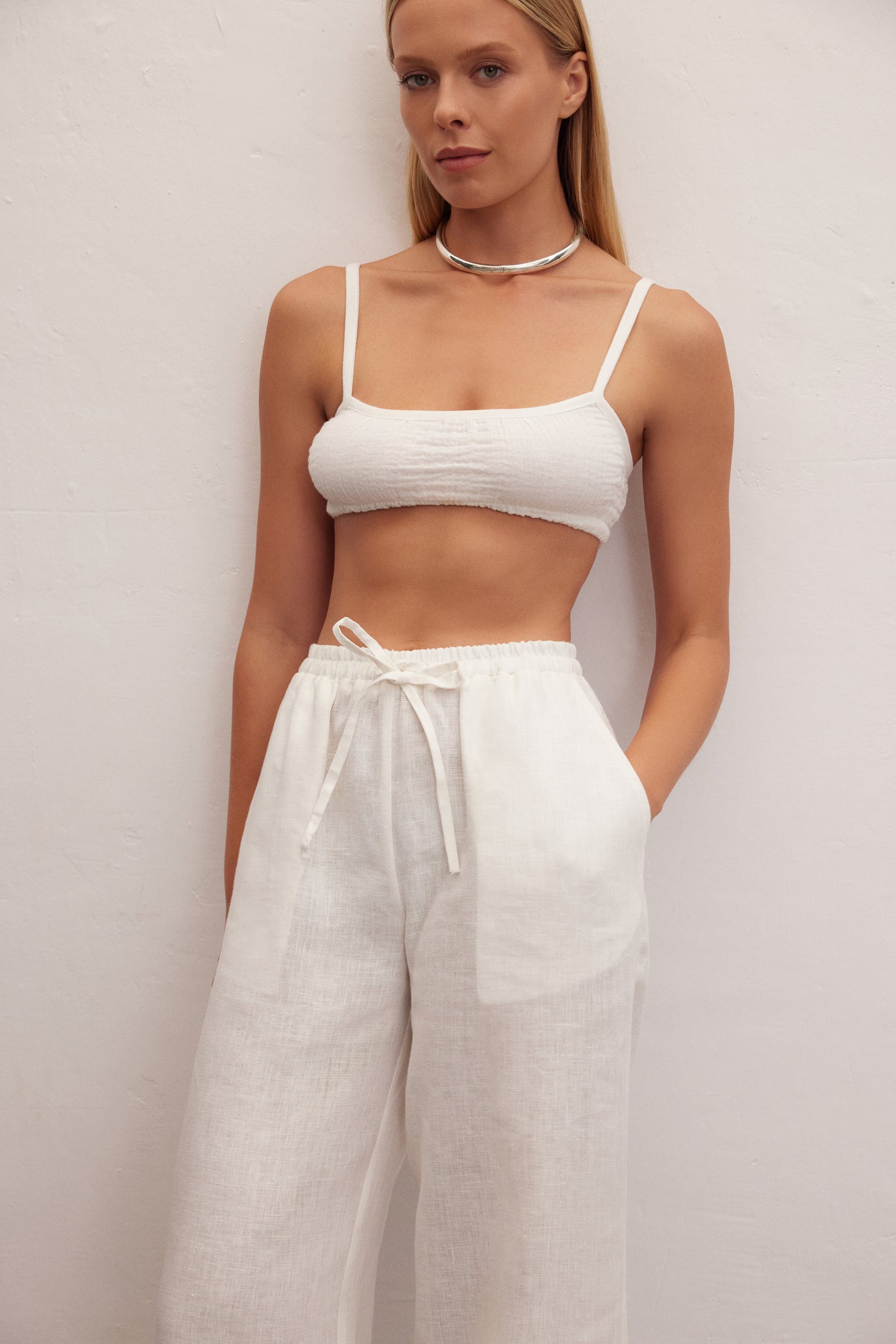 Ivory | Wide-Leg Linen Pants